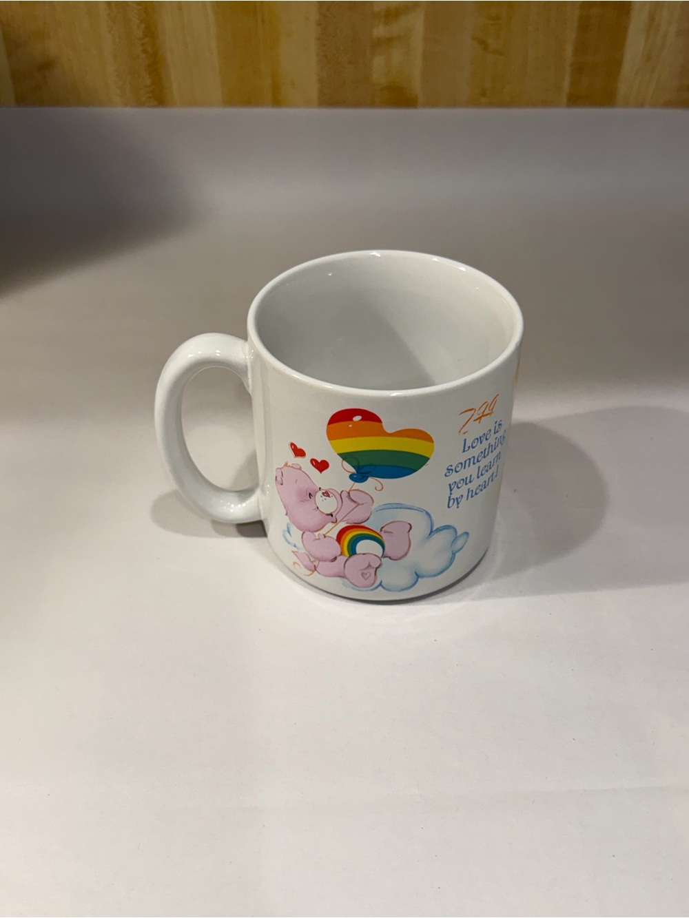 Vintage Care Bears Stoneware Mug,"Love Is Something You Learn By Heart"